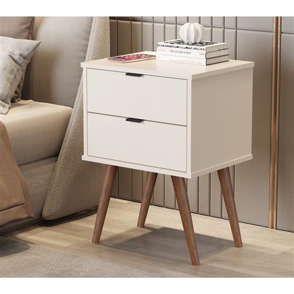 HomeRoots 18-in Cinnamon Wood Rectangular End Table with Two Drawers