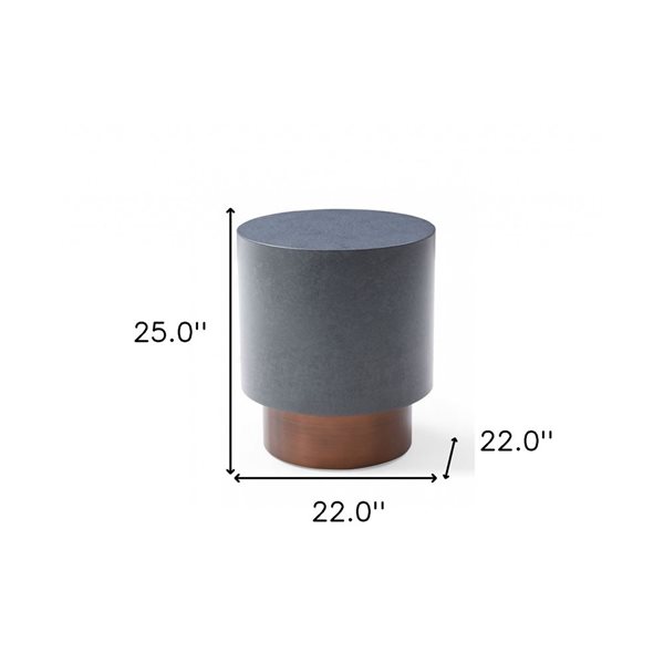HomeRoots 25-in Antiqued Copper and Grey Galvanized Metal Round End Table