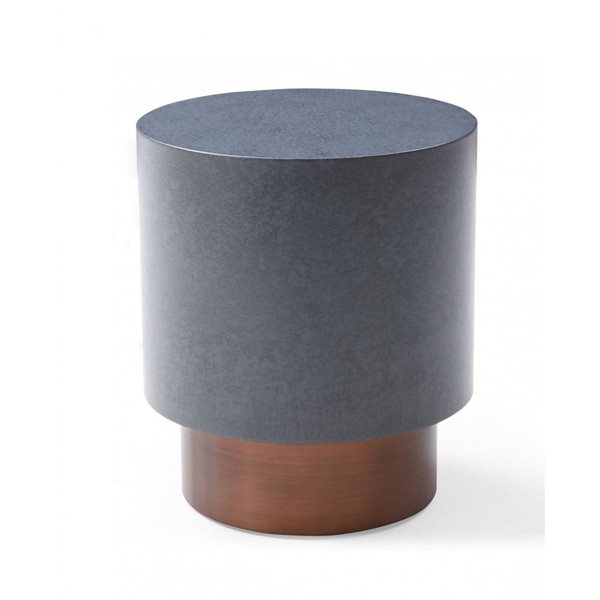 HomeRoots 25-in Antiqued Copper and Grey Galvanized Metal Round End Table
