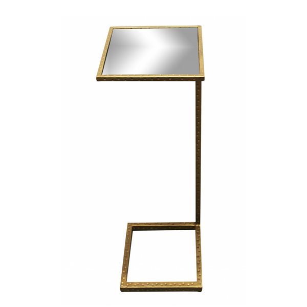 HomeRoots 27-in Brass and Silver Mirrored and Iron Square End Table