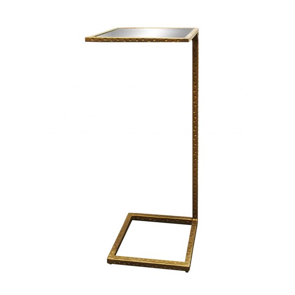 HomeRoots 27-in Brass and Silver Mirrored and Iron Square End Table