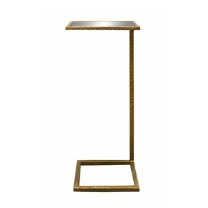 HomeRoots 27-in Brass and Silver Mirrored and Iron Square End Table