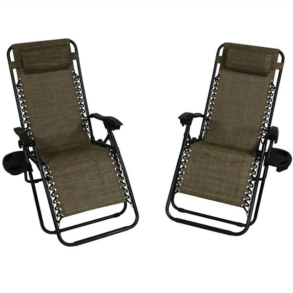SUNNYDAZE DECOR Sunnydaze Zero Gravity Lounge Chair & Cup Holder Dark