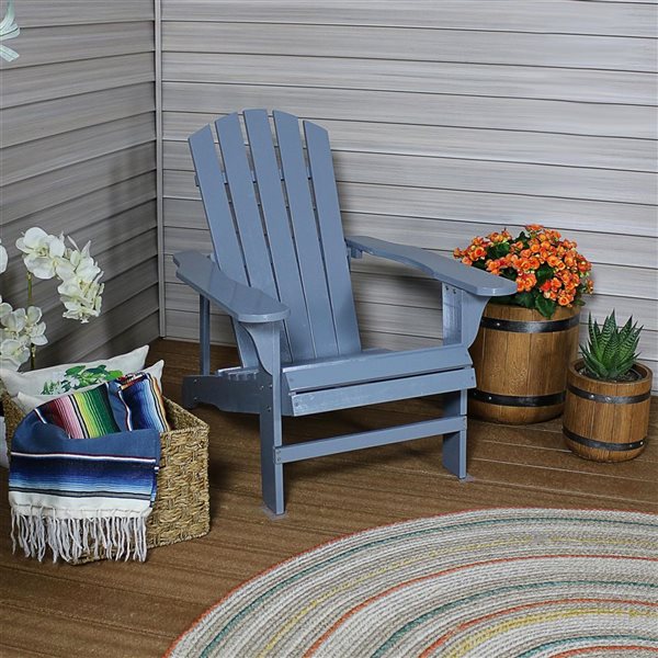 Sunnydaze Coastal Bliss Wooden Adirondack Chair Gray