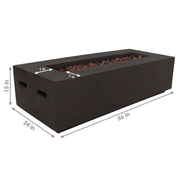 Sunnydaze Brown Propane Gas Fire Pit Coffee Table with Lava Rocks 56-in x 24-in x 15-in