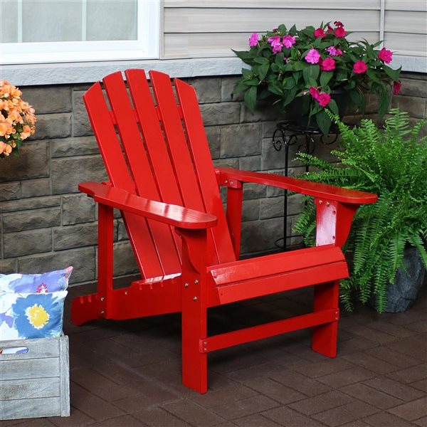 Sunnydaze Wood Adirondack Chair with Adjustable Backrest Red