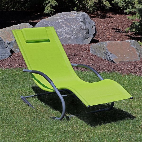 Sunnydaze Rocking Wave Lounger with Pillow Green