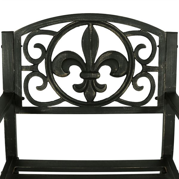 Sunnydaze Patio Rocking Chair Cast Iron and Steel Fleur-de-Lys Design