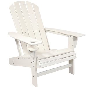 Sunnydaze Lake Style Adirondack Chair with Cup Holder White