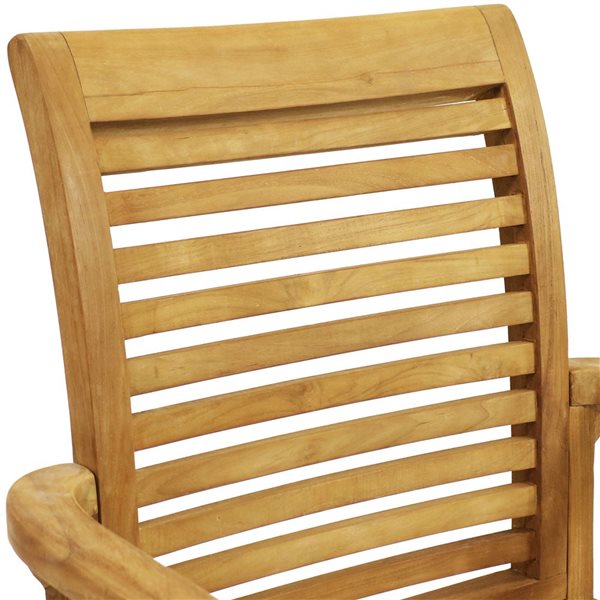 Sunnydaze Teak Outdoor Patio Dining Armchair Traditional Slat Style 1/pk