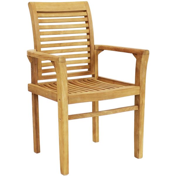 Sunnydaze Teak Outdoor Patio Dining Armchair Traditional Slat Style 1/pk