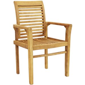 Sunnydaze Teak Outdoor Patio Dining Armchair Traditional Slat Style 1/pk