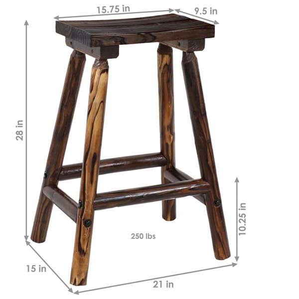 SUNNYDAZE DECOR Sunnydaze Provincial Fir Indoor/Outdoor Wood Bar Stool 28in IEO533 RONA
