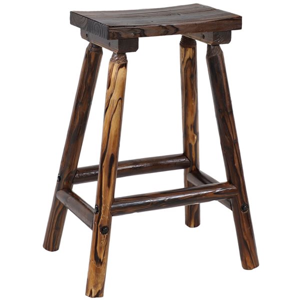 SUNNYDAZE DECOR Sunnydaze Provincial Fir Indoor/Outdoor Wood Bar Stool