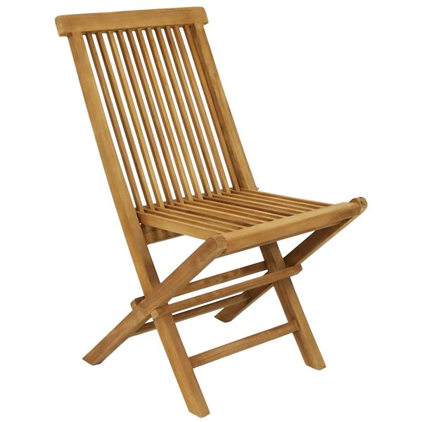 SUNNYDAZE DECOR Sunnydaze Hyannis Teak Outdoor Folding Patio Chair with Slat Back 1/pk JVA292