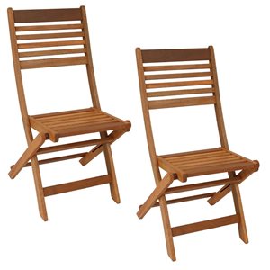 Sunnydaze Meranti Wood Outdoor Folding Patio Chairs Teak Oil Finish Set of 2