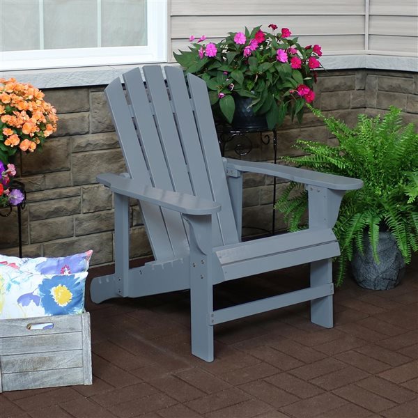 Sunnydaze Wood Adirondack Chair with Adjustable Backrest Gray