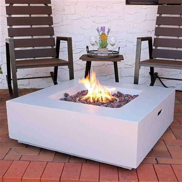 Sunnydaze Contempo Square Propane Gas Fire Pit with Cover 40000 BTU 34.75-in