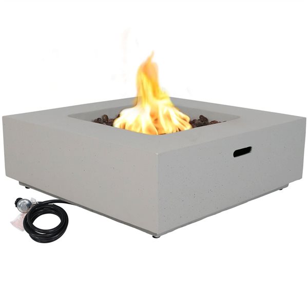 Sunnydaze Contempo Square Propane Gas Fire Pit with Cover 40000 BTU 34.75-in