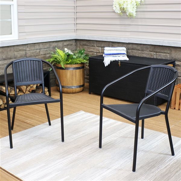 Sunnydaze Aderes Outdoor Arm Chair Black Set of 2