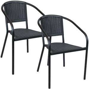 Sunnydaze Aderes Outdoor Arm Chair Black Set of 2