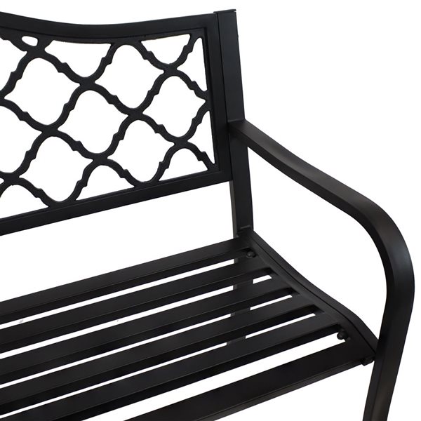 Sunnydaze Black Cast Iron Lattice Patio Garden Bench 50-in