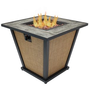 Sunnydaze Reykir Propane Gas Fire Pit Brown and Beige 40000 BTU 24-in