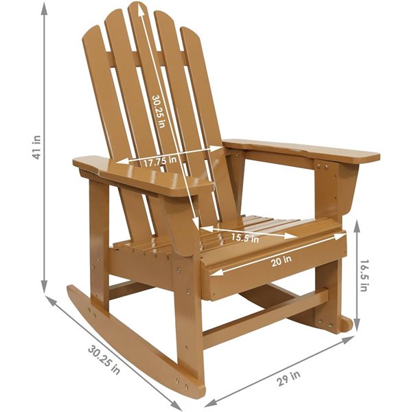 Sunnydaze Classic Wooden Adirondack Rocking Chair with Cedar Finish