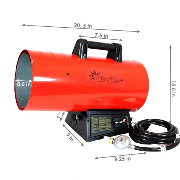 SUNNYDAZE DECOR Sunnydaze 85000 BTU Forced Air Propane Heater - Overheat  Auto-Shutoff BAO-132 | RONA