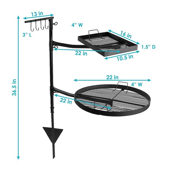 Sunnydaze Decor 48.5-in Steel Dual Campfire Cooking Grill System