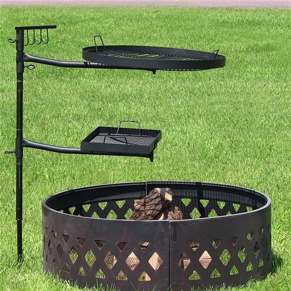 Sunnydaze Decor 48.5-in Steel Dual Campfire Cooking Grill System