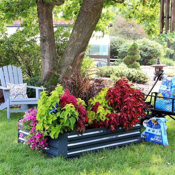 Sunnydaze Decor 47.5 x 35.5 x 11.75-in Rectangular Dark Grey Raised Garden Bed