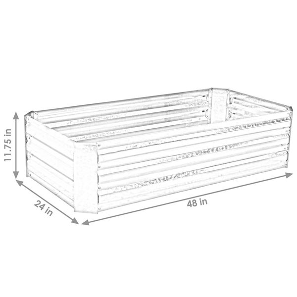 Sunnydaze Decor 48 x 24 x 11.75-in Galvanized Steel Raised Garden Bed