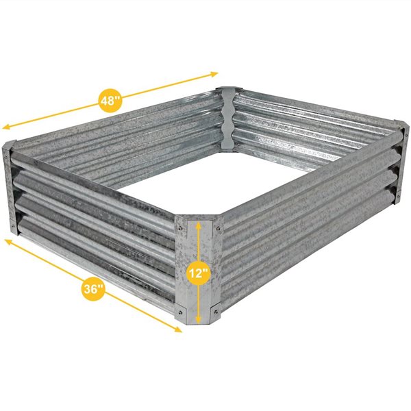 Sunnydaze Decor 48 x 36 x 12-in Rectangular Galvanized Steel Raised Garden Bed