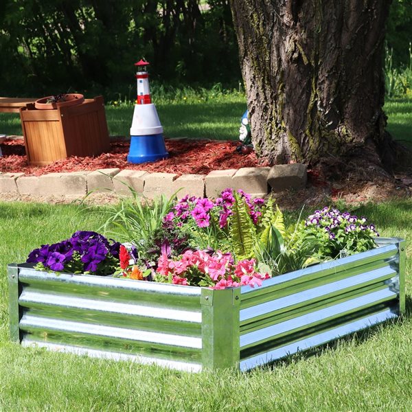 Sunnydaze Decor 48 x 36 x 12-in Rectangular Galvanized Steel Raised Garden Bed