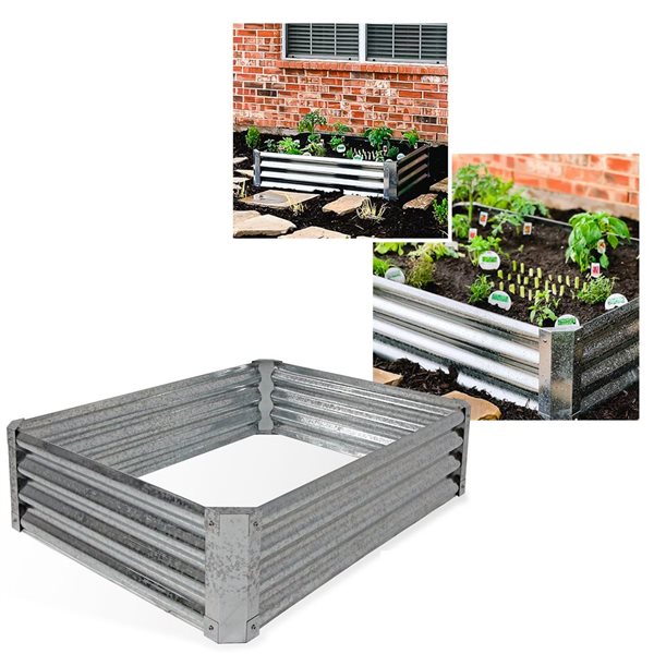 Sunnydaze Decor 48 x 36 x 12-in Rectangular Galvanized Steel Raised Garden Bed