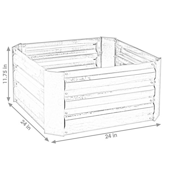 Sunnydaze Decor 24 x 24 x 11.75-in Square Galvanized Steel Raised Garden Bed