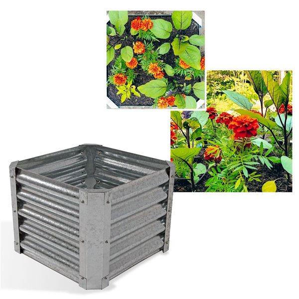 Sunnydaze Decor 22 x 22 x 16-in Square Galvanized Steel Raised Garden Bed