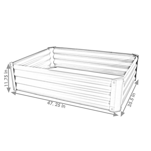 Sunnydaze Decor 47.25 x 35.5 x 11.75-in Rectangular Grey Raised Garden Bed