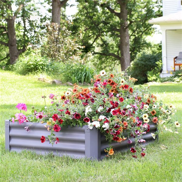 Sunnydaze Decor 47.25 x 35.5 x 11.75-in Rectangular Grey Raised Garden Bed