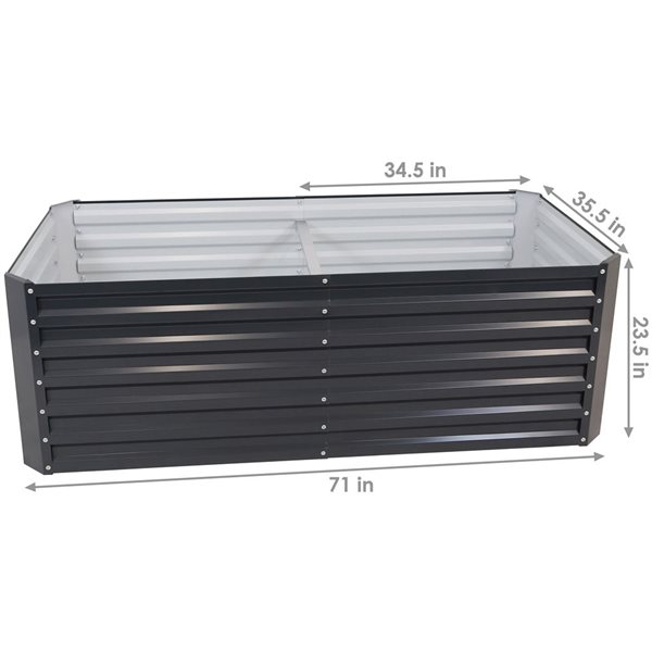 Sunnydaze Decor 71 x 35.5 x 23.5-in Rectangular Dark Grey Raised Garden Bed