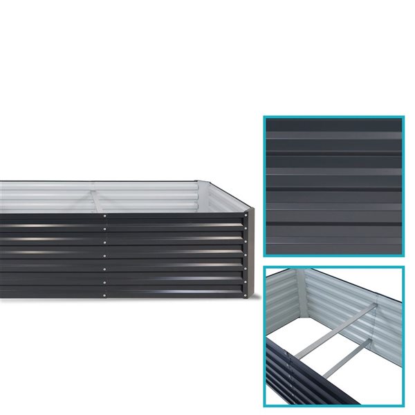 Sunnydaze Decor 71 x 35.5 x 23.5-in Rectangular Dark Grey Raised Garden Bed