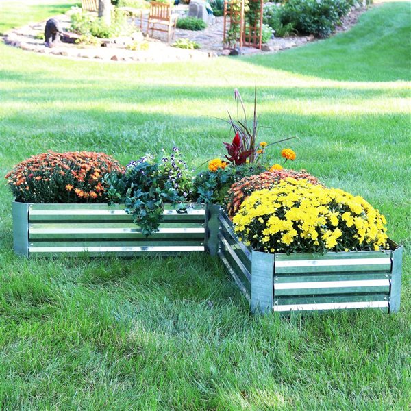 Sunnydaze Decor 59.5 x 59.5 x 11.75-in L-Shaped Galvanized Steel Raised Garden Bed