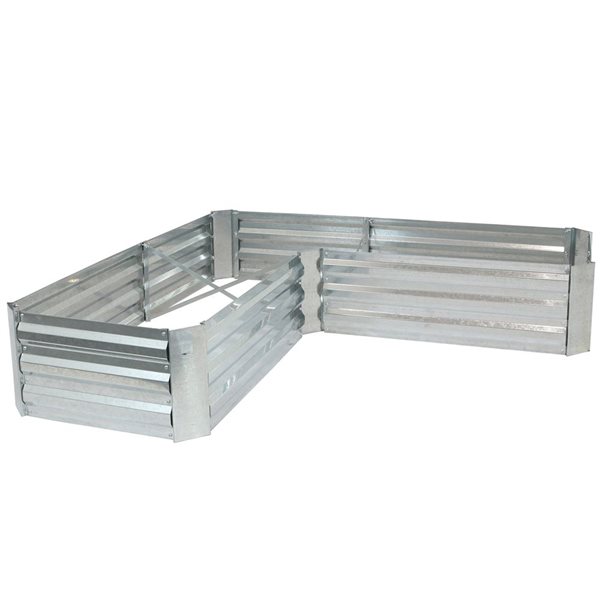 Sunnydaze Decor 59.5 x 59.5 x 11.75-in L-Shaped Galvanized Steel Raised Garden Bed