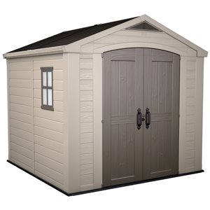 Keter Factor 8-ft x 8-ft Taupe and Brown Resin Outdoor Storage Shed 1-Window