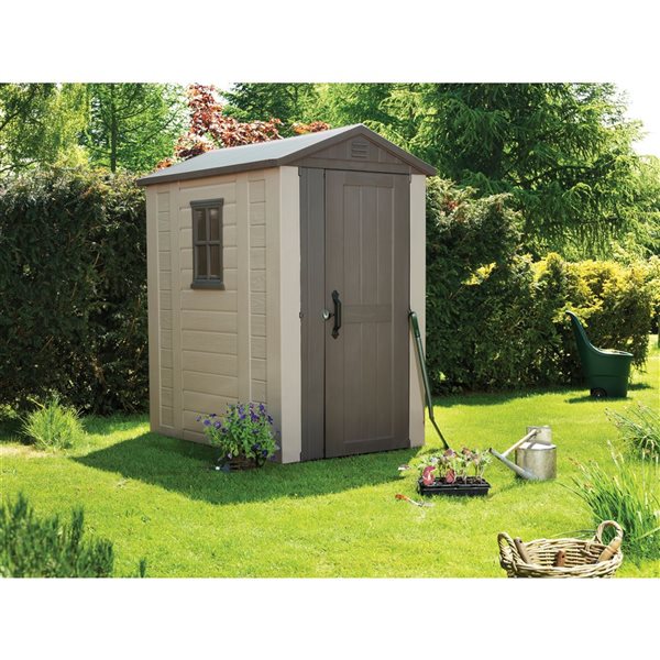 Keter Factor Brown Resin Outdoor Shed 1-Window 4-ft x 6-ft