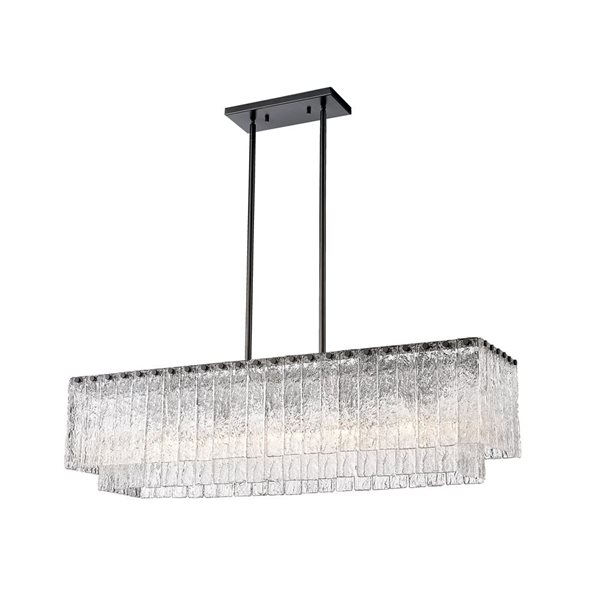 Z-Lite Matte Black Clear Glacier 5-Light Island Lighting