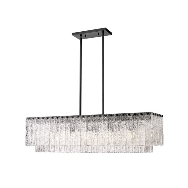 Z-Lite Matte Black Clear Glacier 5-Light Island Lighting