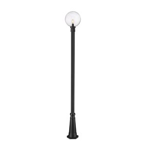 Z-Lite Matte Black Seeded glass Halogen Laurent 1-Light Outdoor Post Mounted Fixture