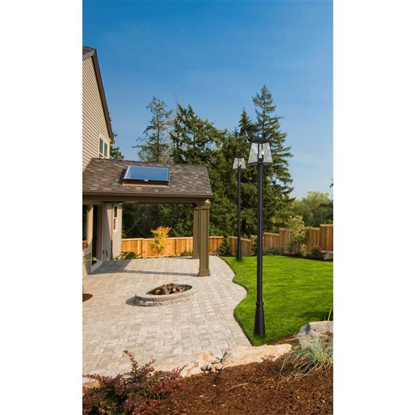 Z-Lite Matte Black Beveled glass Halogen Broughton 2-Light Outdoor Post Mounted Fixture